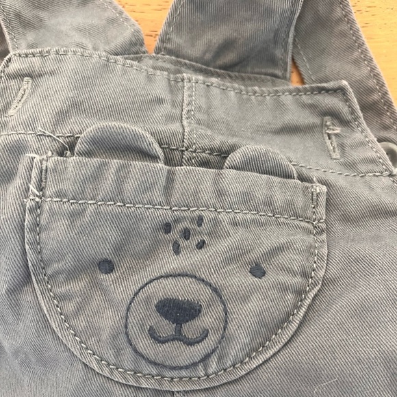 Carters Baby Boy Overall Set Bear Puppy Blue Stripes Long Sleeve 12 months - Picture 10 of 11